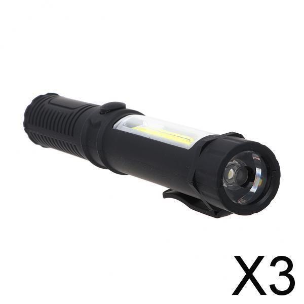 3xMultifunction COB Work Light Lamp Handy Flashlight Torch W/ Magnetic Black