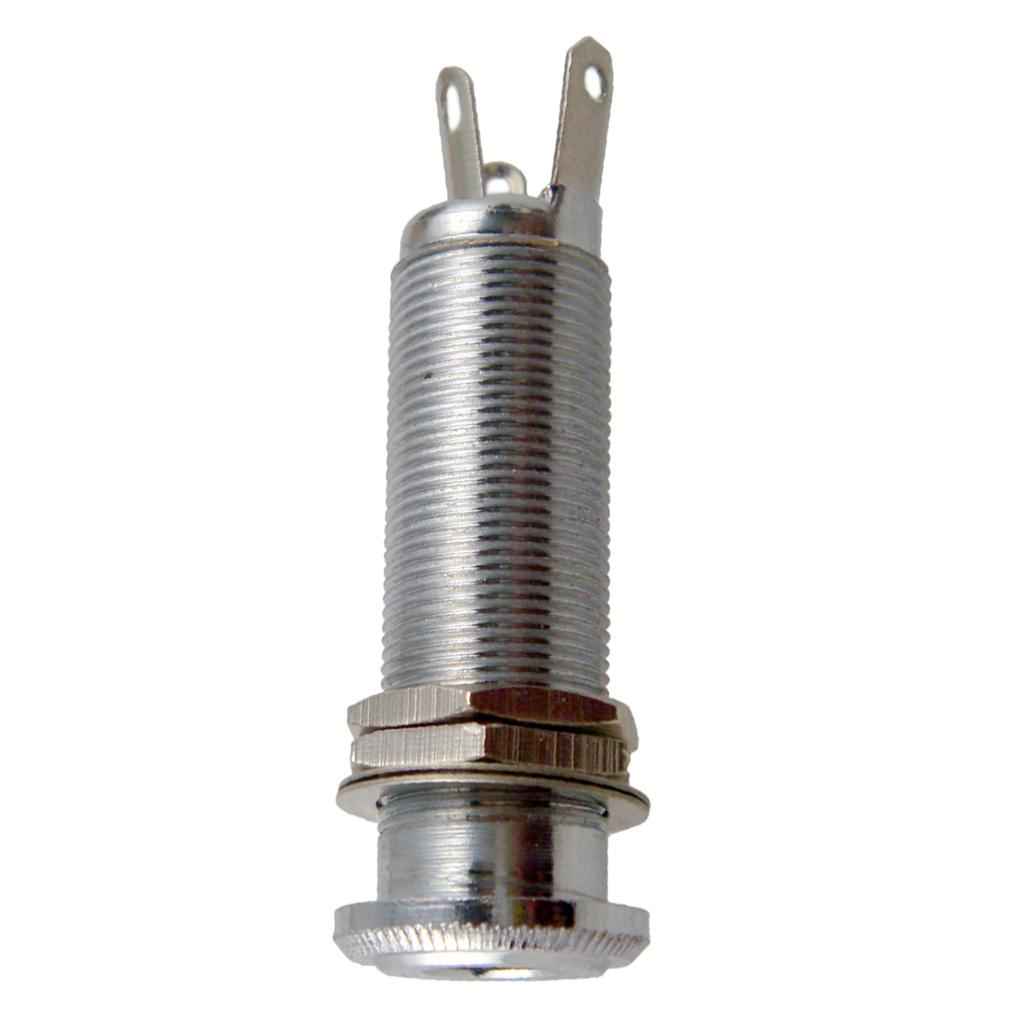 Guitar Bass Pickup Threaded Cylinder Jack Output Input Plug Socket Silver