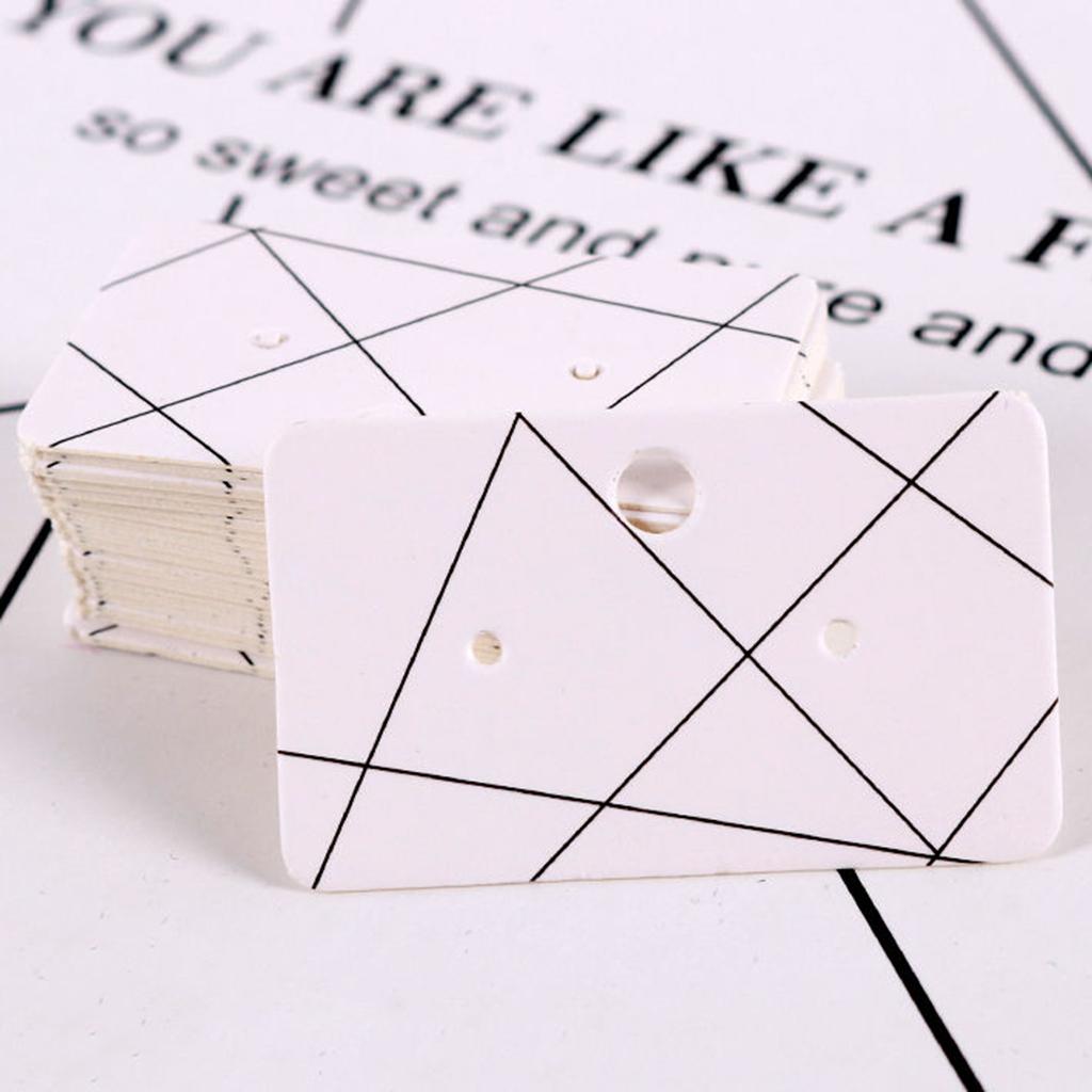 100x Jewelry Earring Ear Studs Hanging Display Holder Hang Cards 5.0x3.0cm Black Line