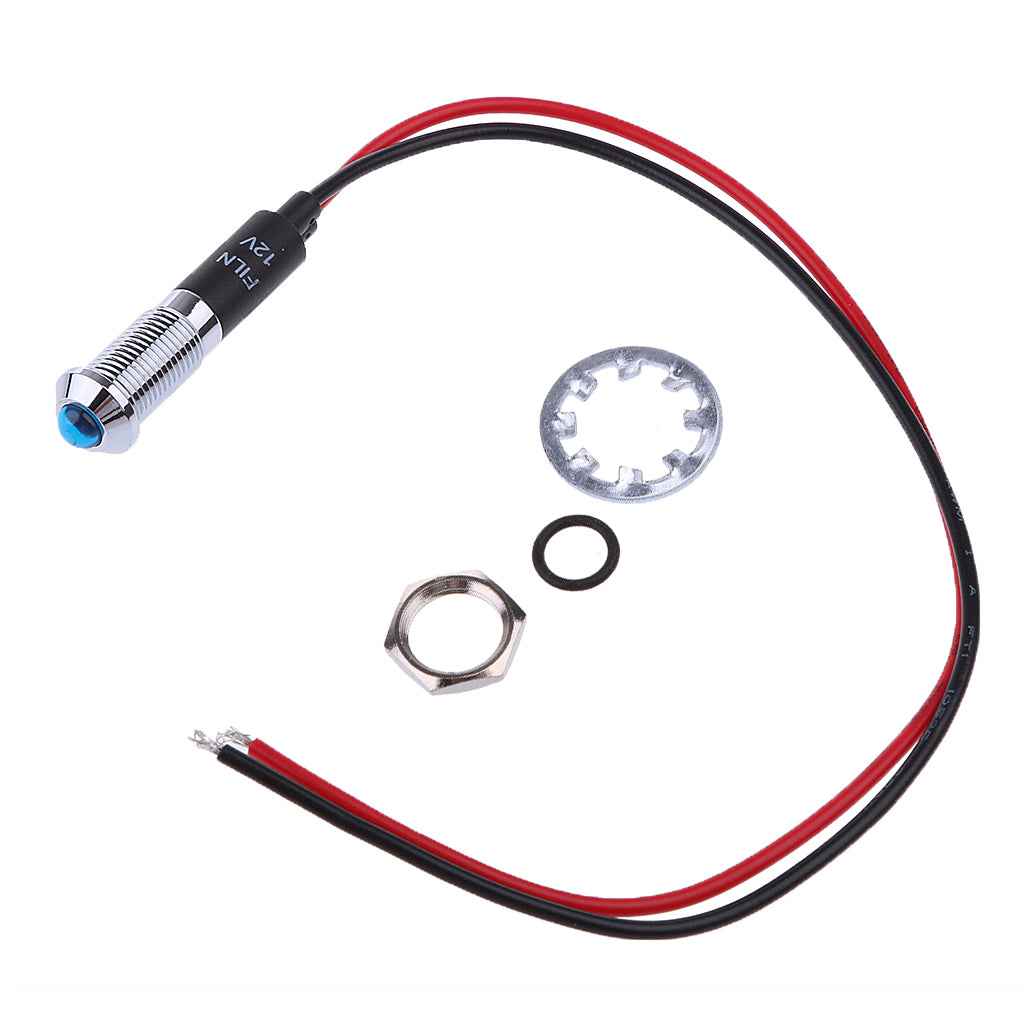 12V 8mm Hole LED Dash Panel Indicator Warning Light Lamp Car Boat Blue