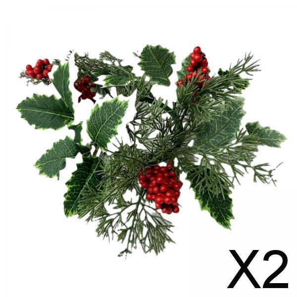 2xArtificial Candles Wreaths Leaves Wreath 10'' for Farmhouse Room Cafe Green branches