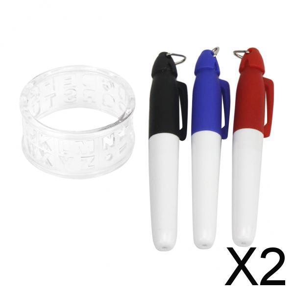 2xGolf Ball Liner Marker Line Drawing Alignment Tool with 3 Markers White