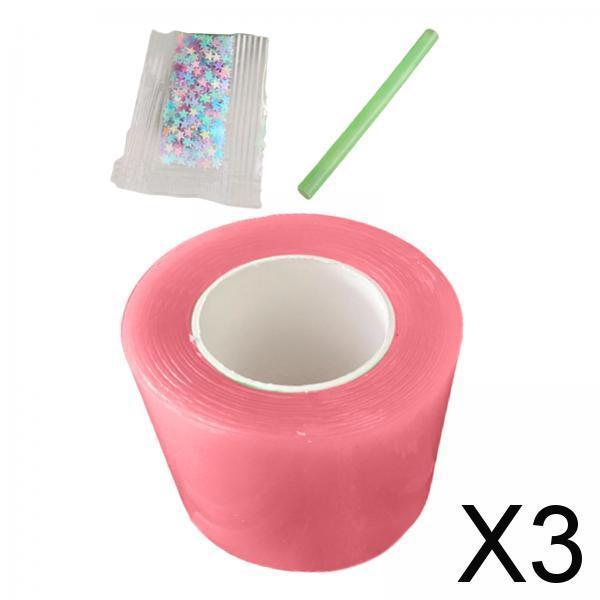 3xNano Mounting Tape Household Mounting Tape for Educational Toy Handmade Ball 1mmx4.5cmx1m pink