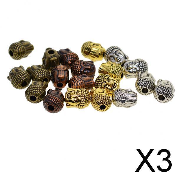 3x20 Pcs Assorted 3D Buddha Spiritual Spacer Beads Jewelry DIY Bracelet Making