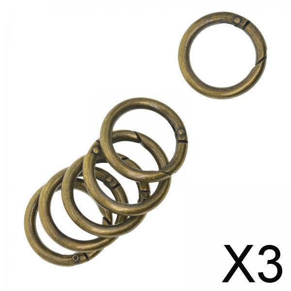 3x6pcs Spring Gate O Rings 32mm for Keychains Handbag Strap Craft Bronze