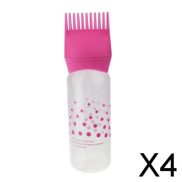 4x120ML Empty Hair Dye Dispensing Bottle Salon Hair Dyeing Applicator Pink