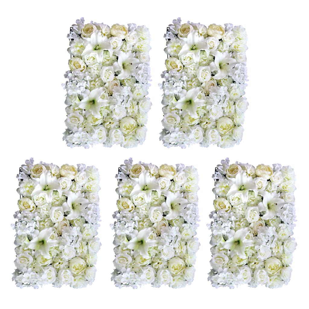 5pcs Artificial Rose Peony Lily Flower Wall Panels Wedding Venue Decor