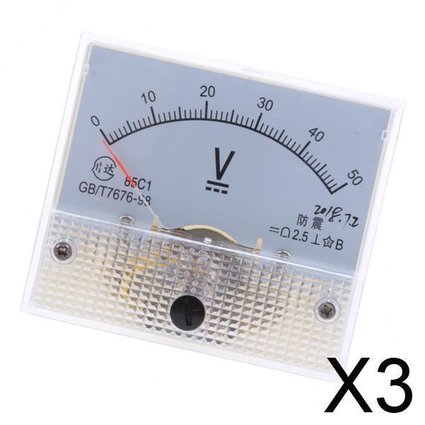 3x85C1 DC Rectangle Ammeter Amp Current Tester Analog Panel Voltmeter 0-50 V 