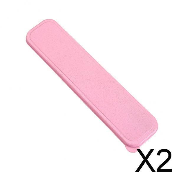 2xPlastic Portable Travel Tableware Storage Box for Flatware Pink C