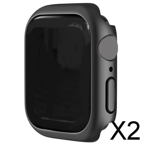 2x45mm Bumper Frame Protective Case Waterproof for iWatch Series 7 Black