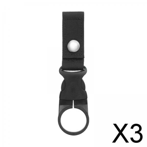 3xBottle Hanging Buckle Clip Water Bottle Ring Holder Keychain Belt for Hiking Black