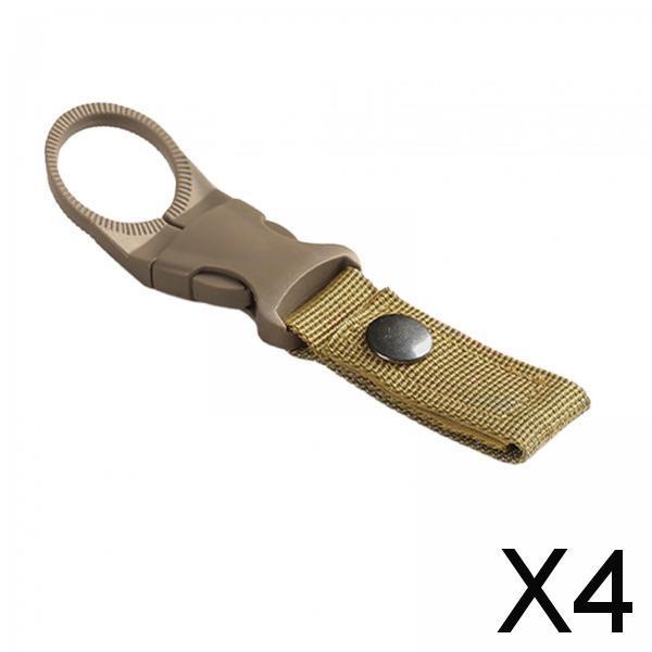 4xOutdoor Camping Water Bottle Holder Clip Hiking Carabiner Belt Buckle Khaki