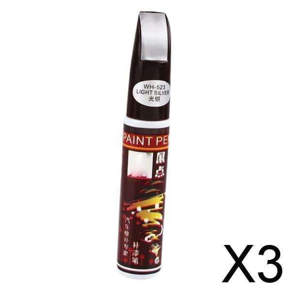 3xTouch up Auto Paint 2 in 1 Touch up Paint Pen Accessories Car Scratch Repair Light argent