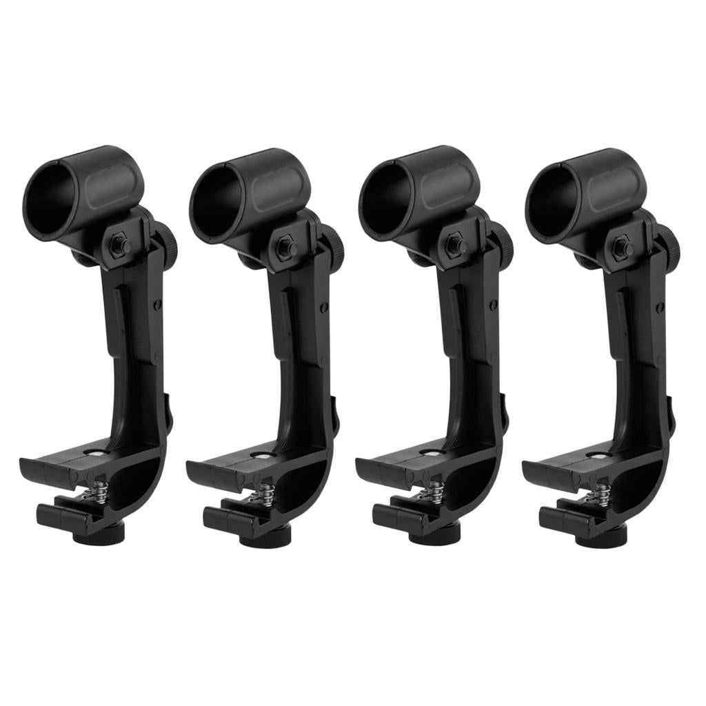 4Pcs Anti Shake Adjustable Height Clip-on Drum Mount Microphone Clamp Holder