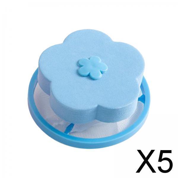 5xFloating Hair Filtering Mesh Washer Hair Catchers for Laundry Washing Machine Blue