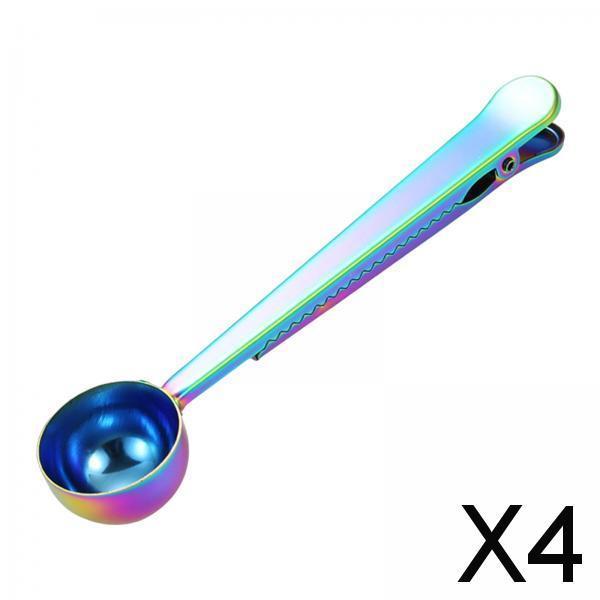 4xStainless Steel Coffee Scoop Clip Long Handle for Ground Coffee, Tea Spices