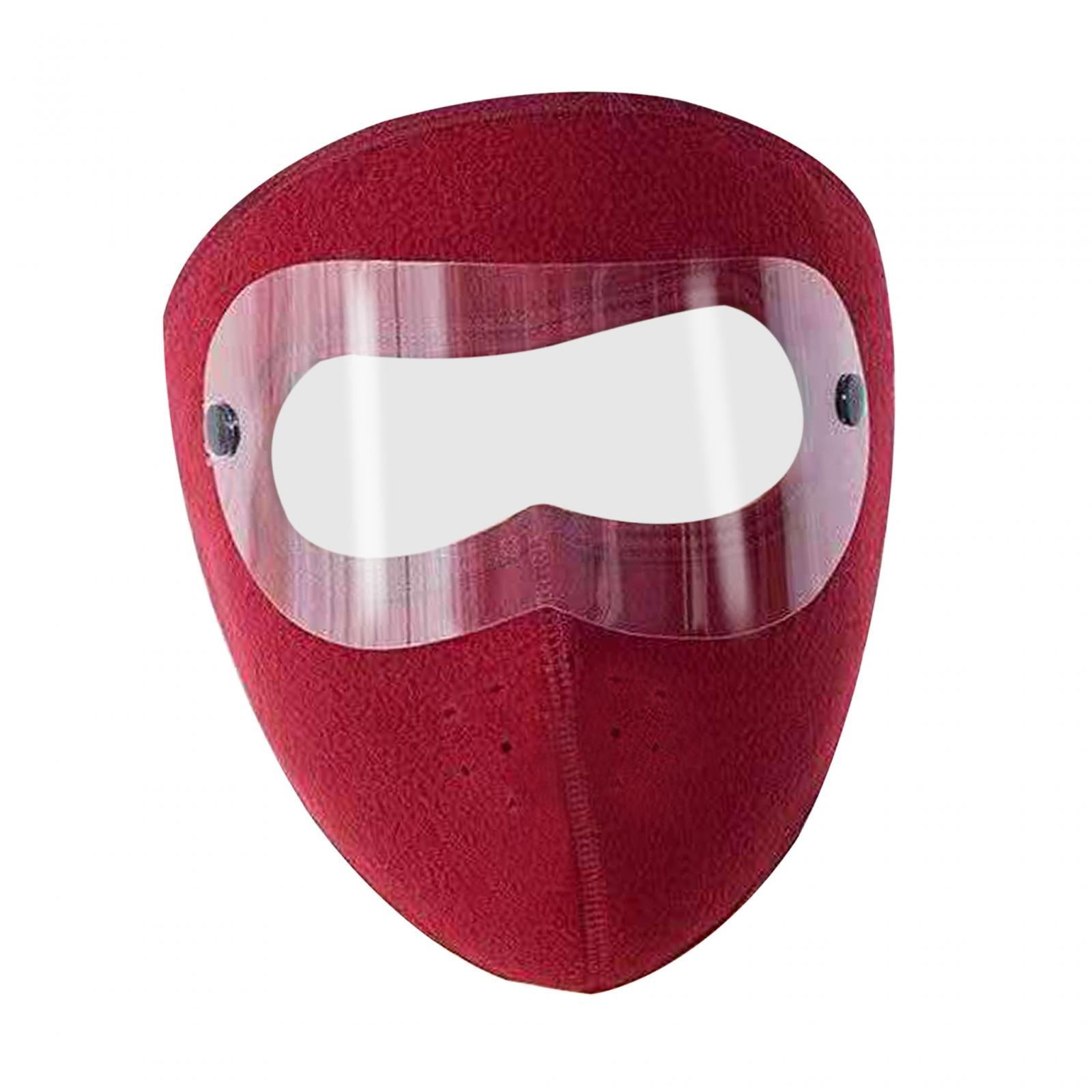 Winter Mask Fleece Breathable Coldproof Face Mask for Skiing Outdoor Cycling Dark Red