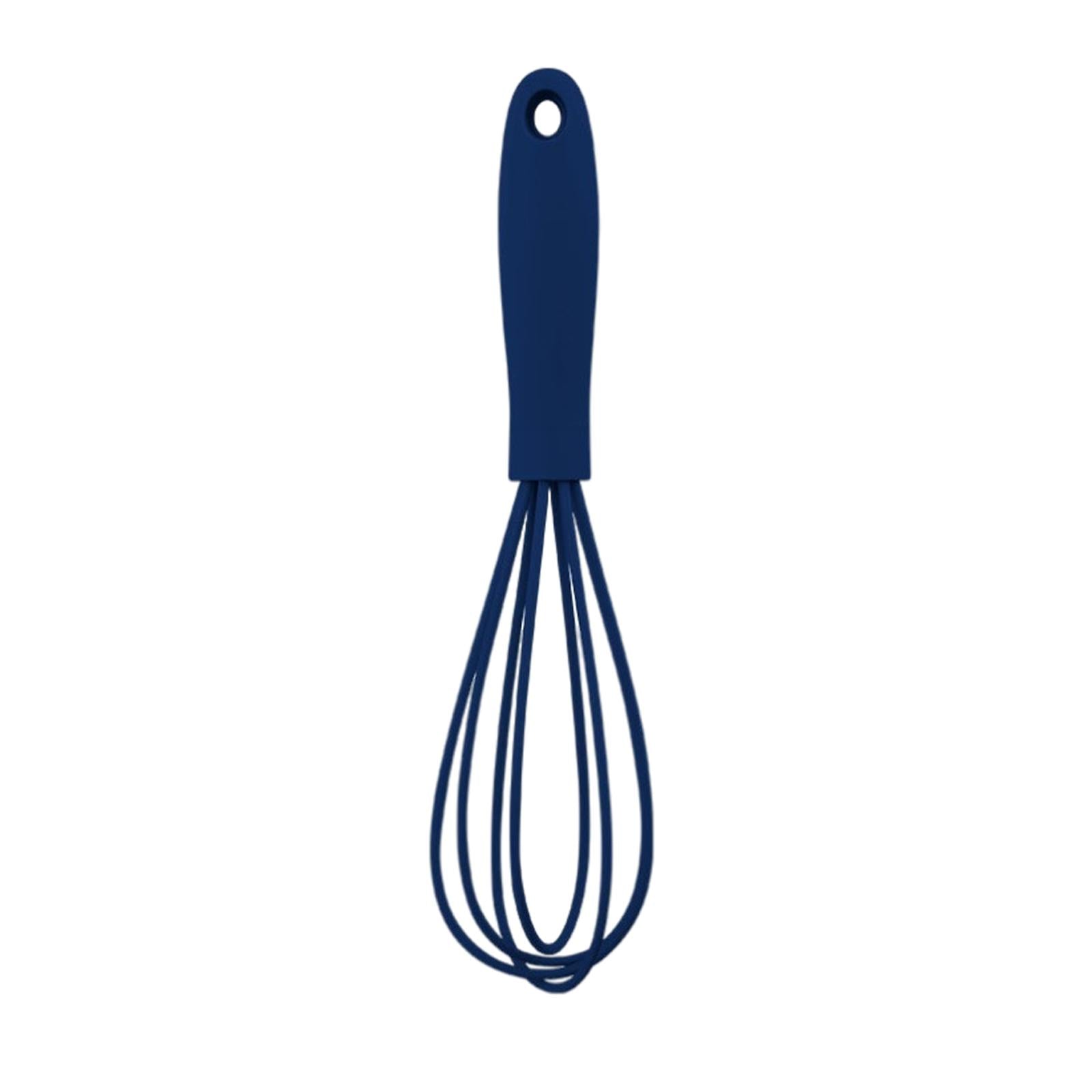 2xSilicone Whisk Kitchen Utensil Non Scratch Mixer Egg Beater Frothing Blue