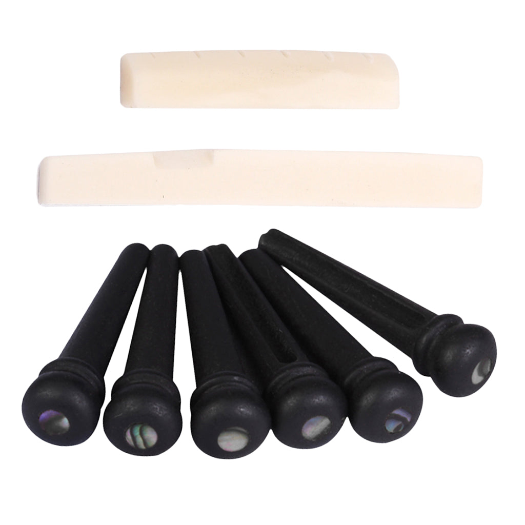 6 String Acoustic Guitar Bone Saddle Nut with PP Bridge Pins for Guitar