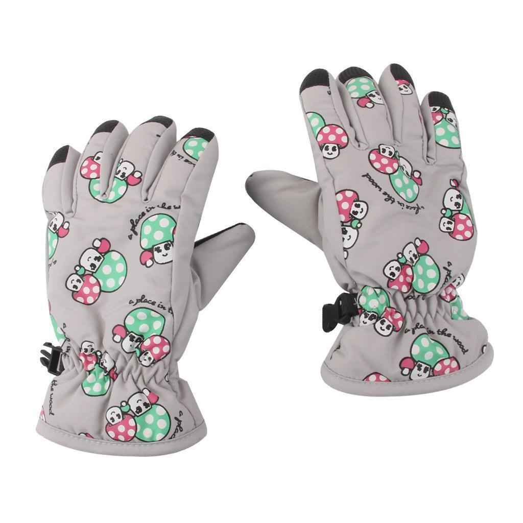1 Pair Winter Warm Breathable 2-4 Years Children Kids Ski Gloves Light Gray