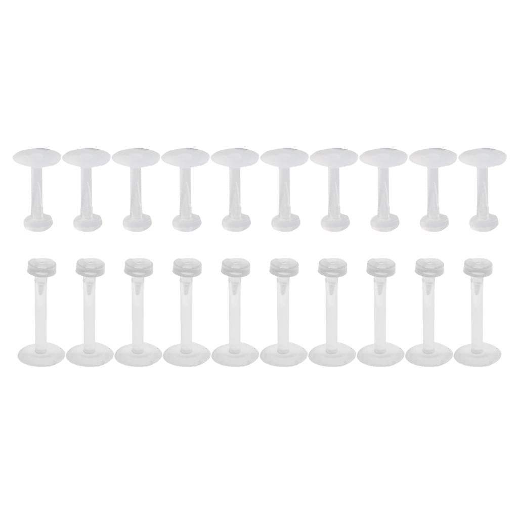 20 Pieces Transparent White Acrylic Nose Stud Barbell Lip Tongue Piercing
