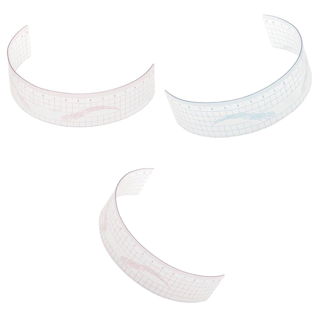 3pcs Reusable Makeup Eyebrow Stencil Microblading Measure Tattoo Ruler Tool