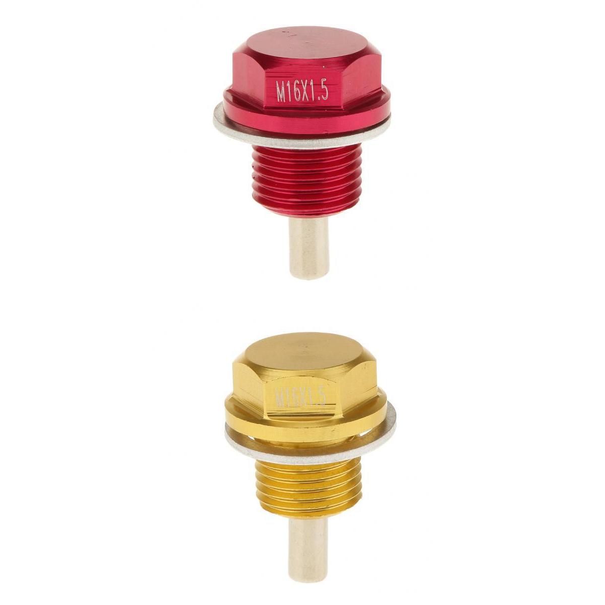 2pcs M16X1.5 Anodized Magnetic Engine Oil Pan Drain Bolt Plug for