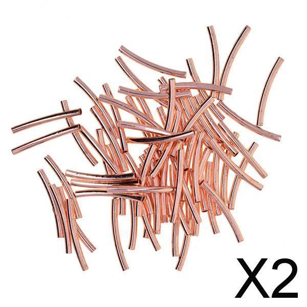 2x50pcs Beading Tube Beads Smooth Tube Finding Jewelry Making DIY Rose Gold