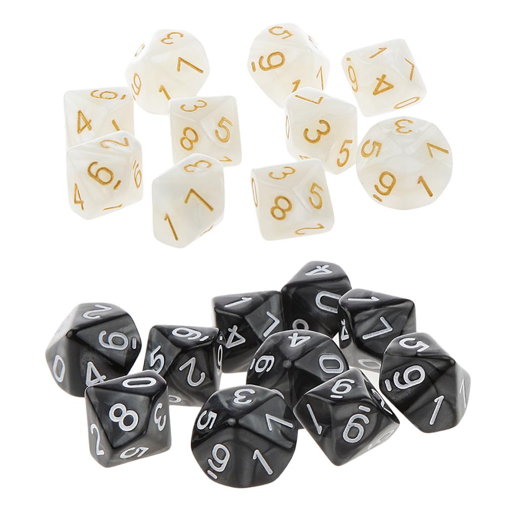20Piece Ten Sided Dice D10 Dies for D&D RPG Party Game Toy White & Black