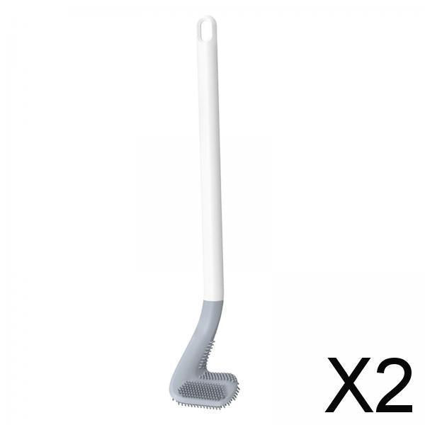 2xLong Handle Toilet Brush for Bathroom Brush Head Wall Mount Cleaning Brush white
