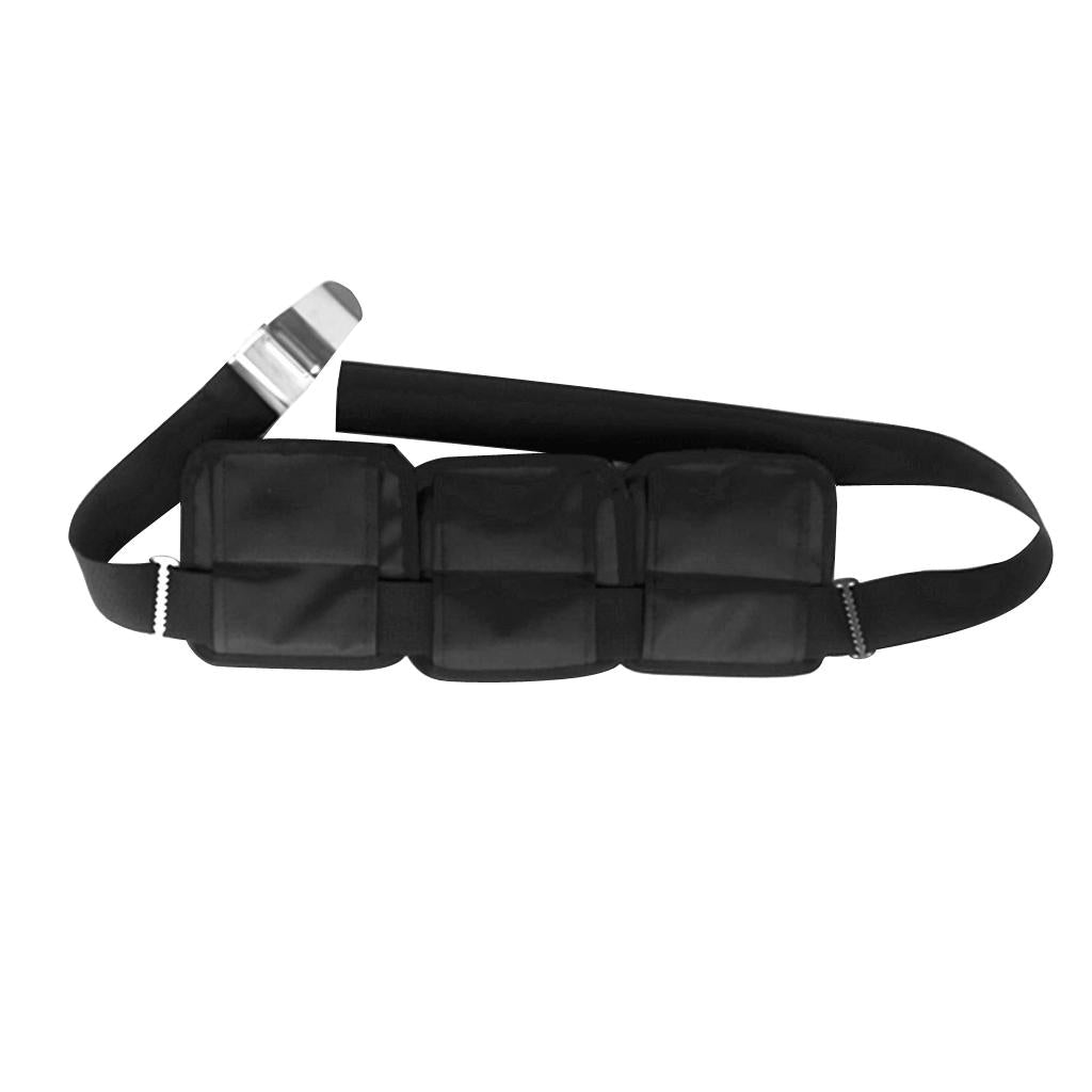 3 Pockets Scuba Diving Detachable Weight Belt Equipment with Buckle Black