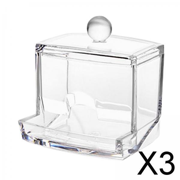 3xCotton Swabs Storage Box Portable Transparent Empty Practical Organization