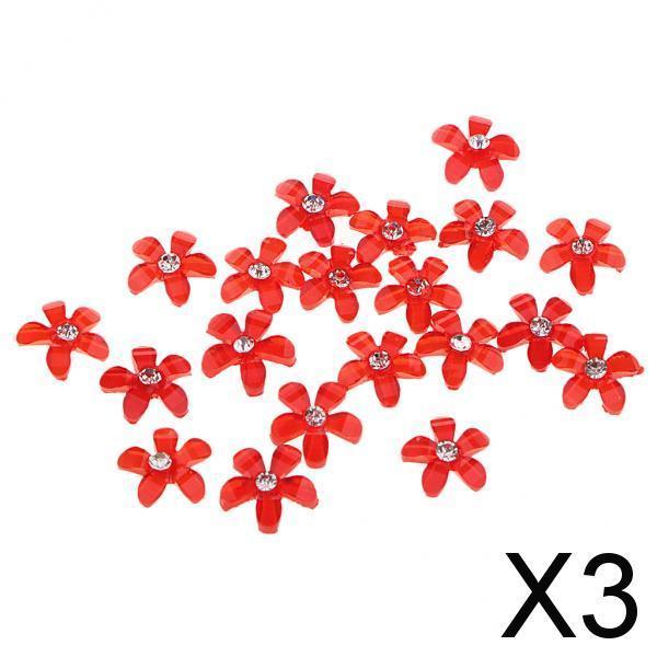 3x20 Flowers Flatback Button Rhinestone Embellishments for Wedding Red