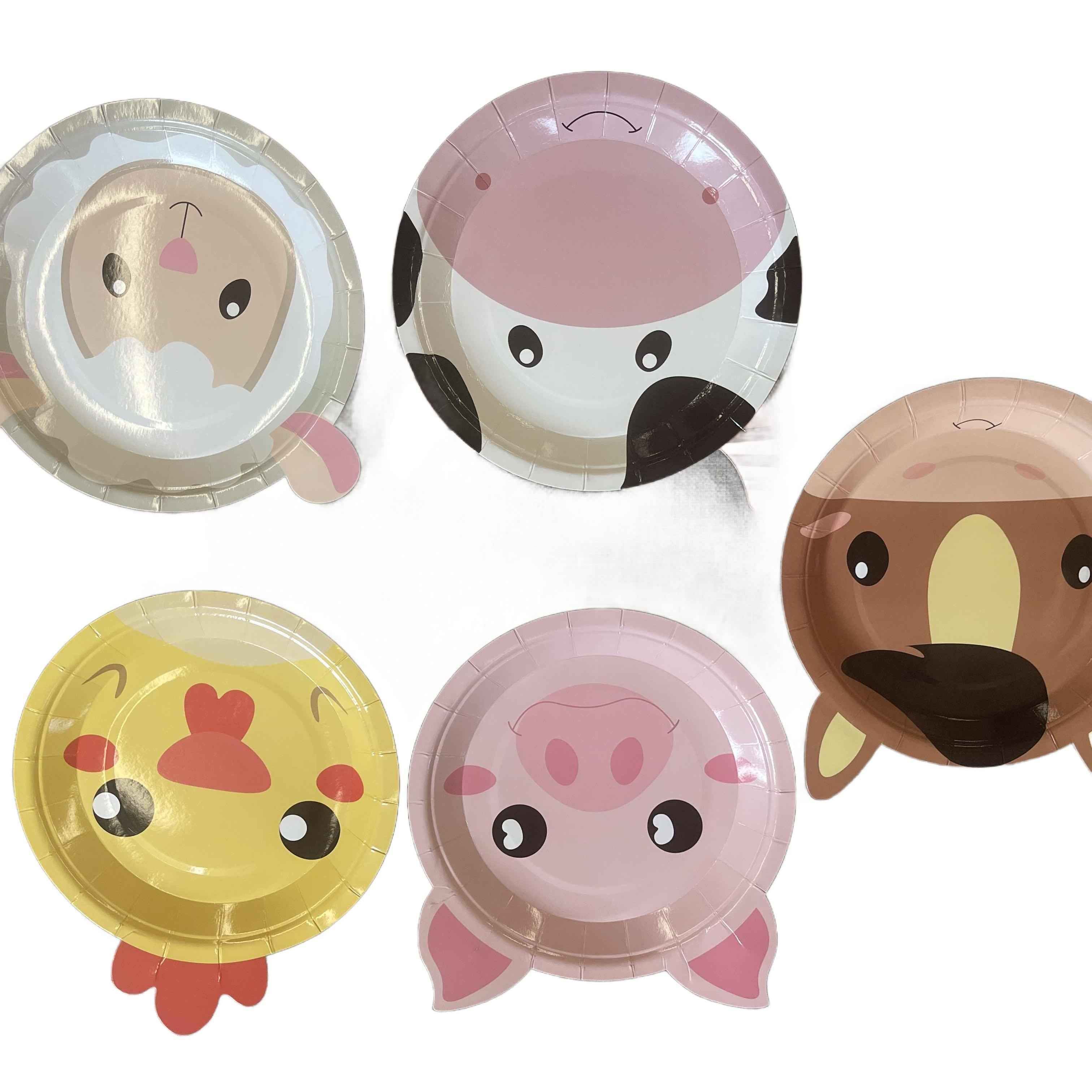 50Pcs Farm Animal Shaped Paper Plates Cute for Animals Party Favors Barnyard 7inch