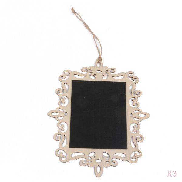 3Pcs Rectangle Wooden Hanging Blackboard Chalkboard Memo Reminder Tags