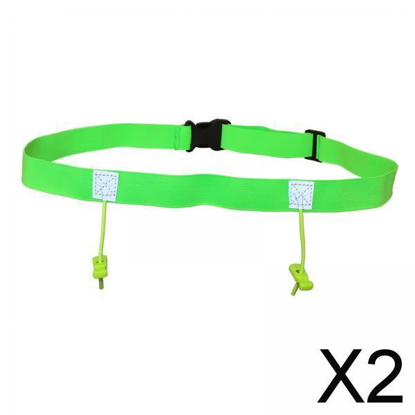 2xReflective Tape Cycling Race Number Belt Triathlon Waist Belt Night Running Green