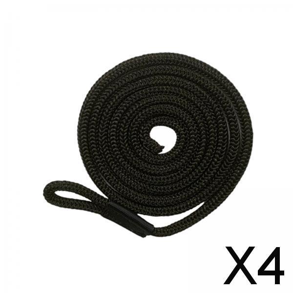4xBoat Fender Line with Loop Boat Fenders Bumper Lines Mooring Rope Boat Ropes Black