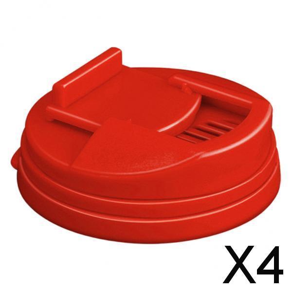4xReusable Beverage Top Cover Lid Leak-proof for Cool Beer Juice Beverage Red
