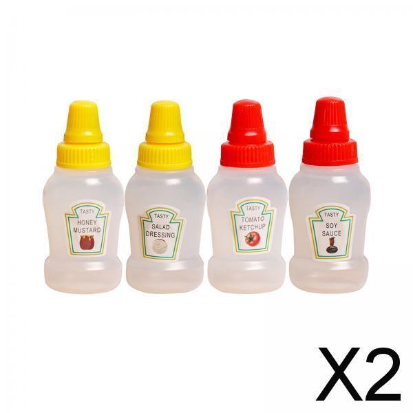 2xMini Tomato Ketchup Bottle Containers Bottle for Kitchen BBQ Outdoor 4 pcs set