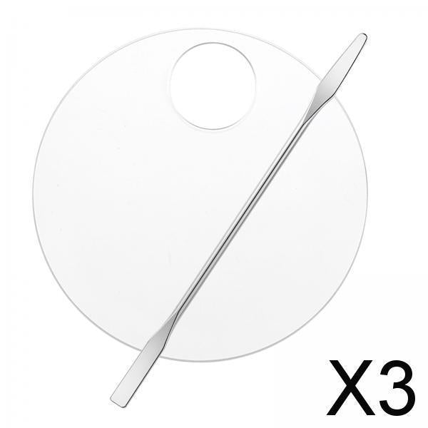 3xAcrylic Makeup Mixing Palette Color Mixing Blending painting Paint Round W/ Mixing Rod 