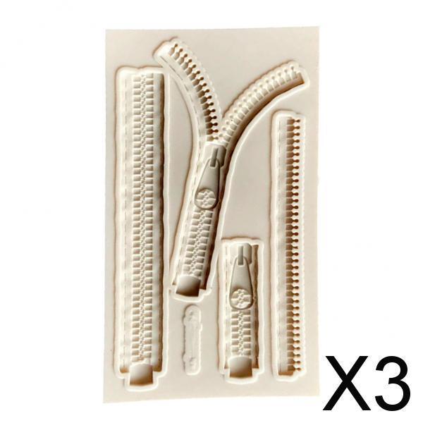 3xZipper Shape Silicone Fondant Cake Sugarcraft Mould Baking Mold Maker Craft