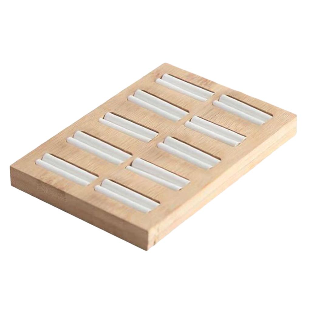 Wooden Earrings Rings Jewelry Display Tray Organizer Holder 10 Slots White