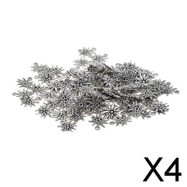 4x100 Pieces Alloy Fruit Flower Pendants DIY Necklace Bracelet Charms Silver