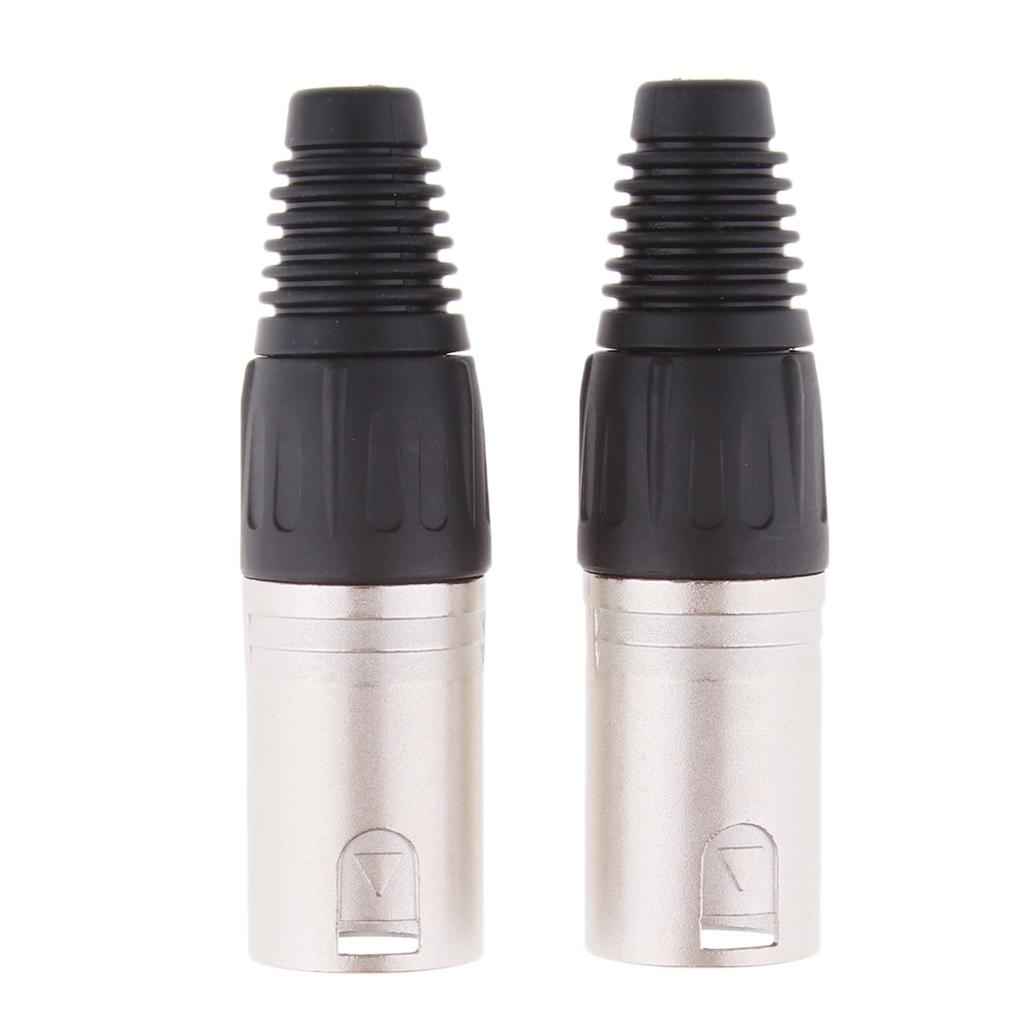 2Pieces Metal  4Pin/4P XLR Connector Plug Male Audio Microphone Connector