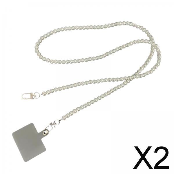 2xBeaded Phone Chain with Phone Gasket Cute Detachable Phone Lanyard for Women crossbody chain
