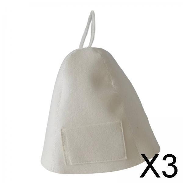 3xSauna Hat Head Protection Steam Room Hat for Shower Woman & Man White