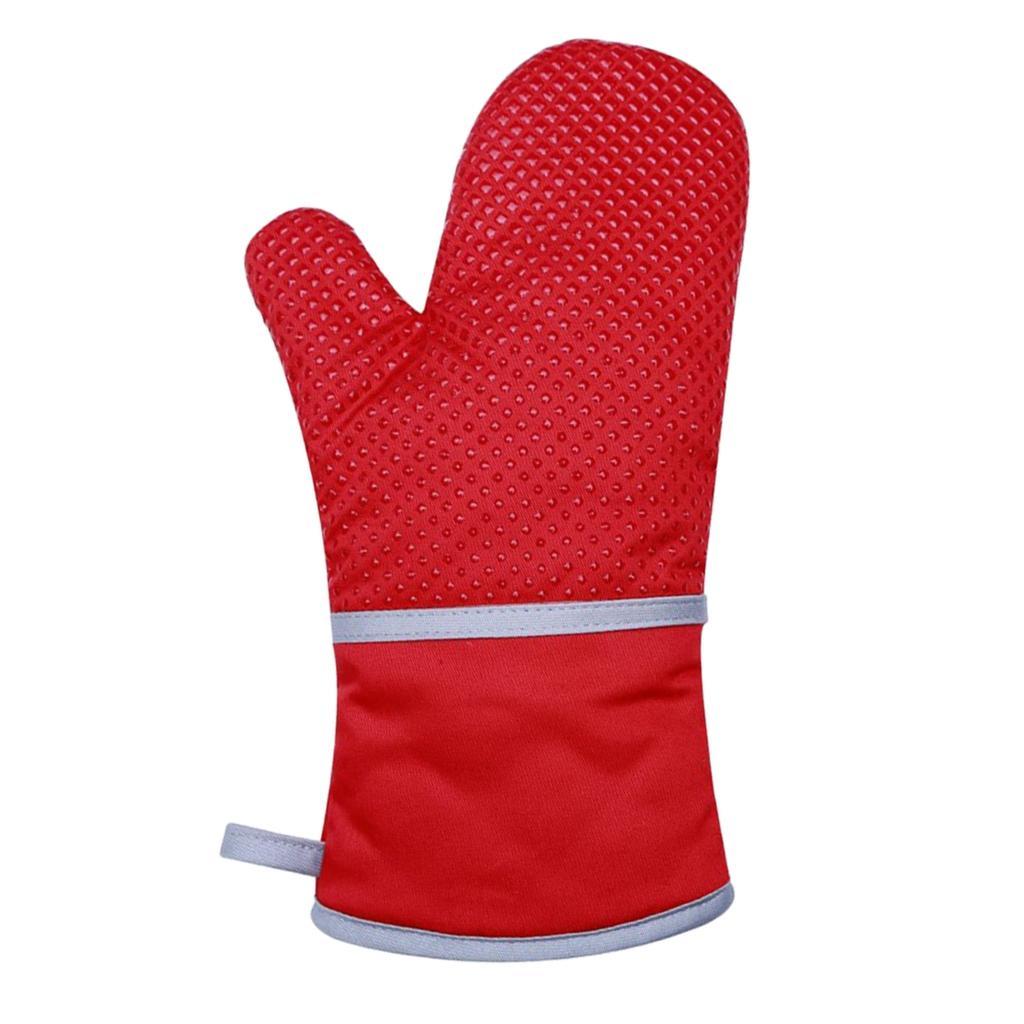 1Piece Kitchen Cooking Heat Resistant Cotton BBQ Oven Glove Insulation Red