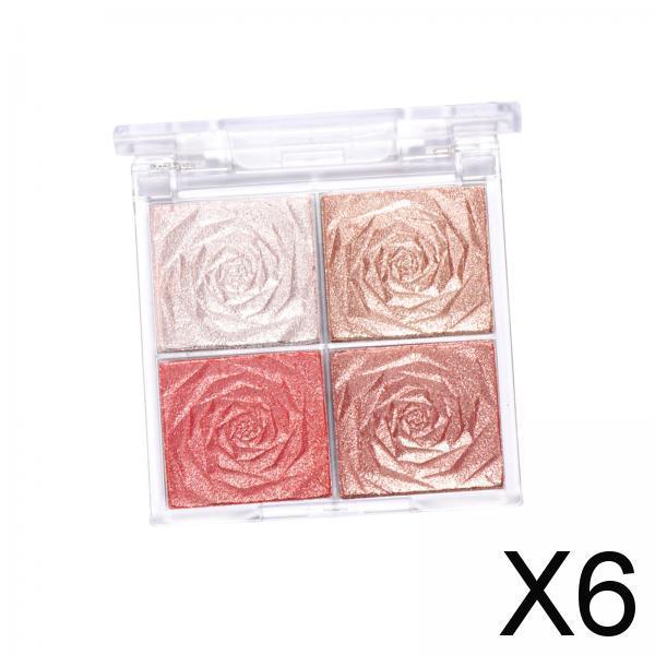 6xHighlighter Eyeshadow Palette Highly Pigmented Professional Smooth Girl Stytle A
