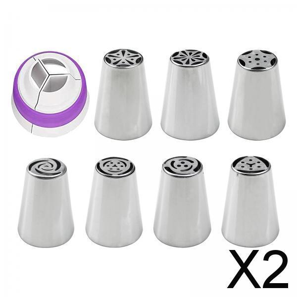2xRussian Piping Tips Frosting Piping Kit DIY Piping Tips Set for Cookie 8Pcs