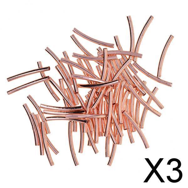 3x50pcs Beading Tube Beads Smooth Tube Finding Jewelry Making DIY Rose Gold